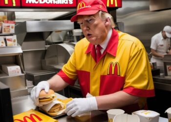 VIDEO | Donald Trump a lucrat la McDonald’s pentru o zi. A prăjit cartofi și a servit meniuri cu burgeri