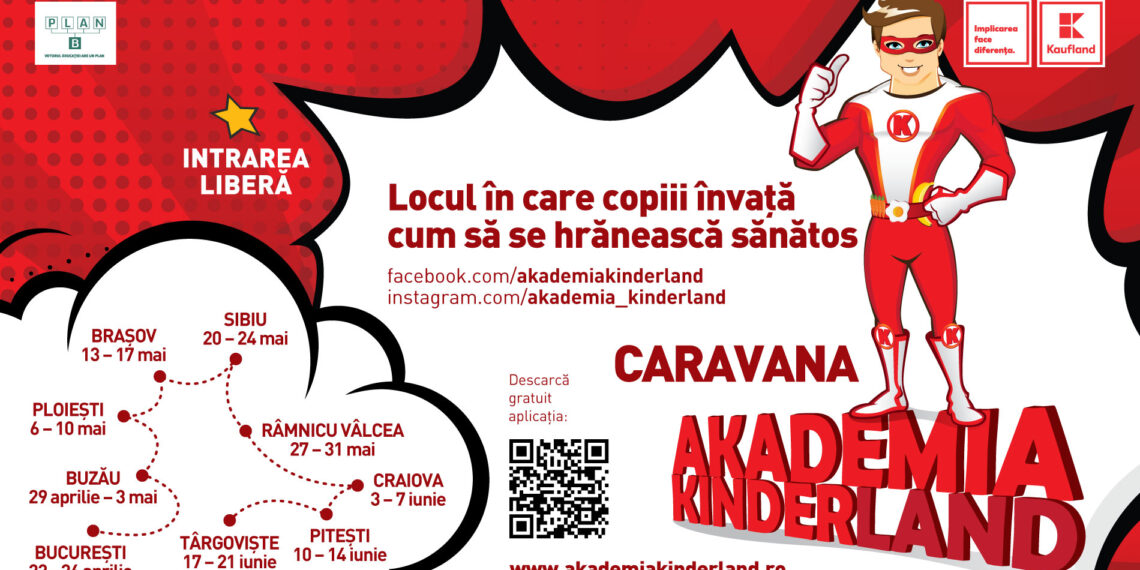 Caravana Akademia Kinderland revine în 2026: educație despre alimentația sănătoasă pentru copii, în 9 orașe din România