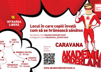 Caravana Akademia Kinderland revine în 2026: educație despre alimentația sănătoasă pentru copii, în 9 orașe din România